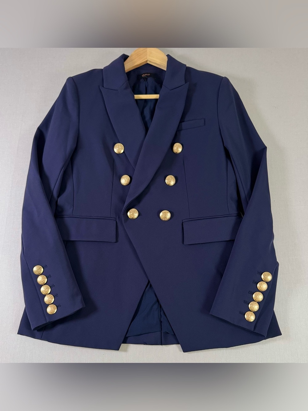 Quince Scuba Convertible Blazer Deep Navy Gold Buttons S NWT